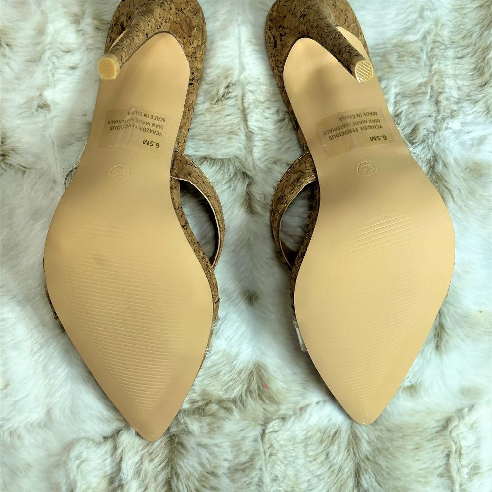 Cape Robbin Ferocios Pointy Toe Slip On 4.5" Heel Mule Slides Cork Wrap - Picture 6 of 8